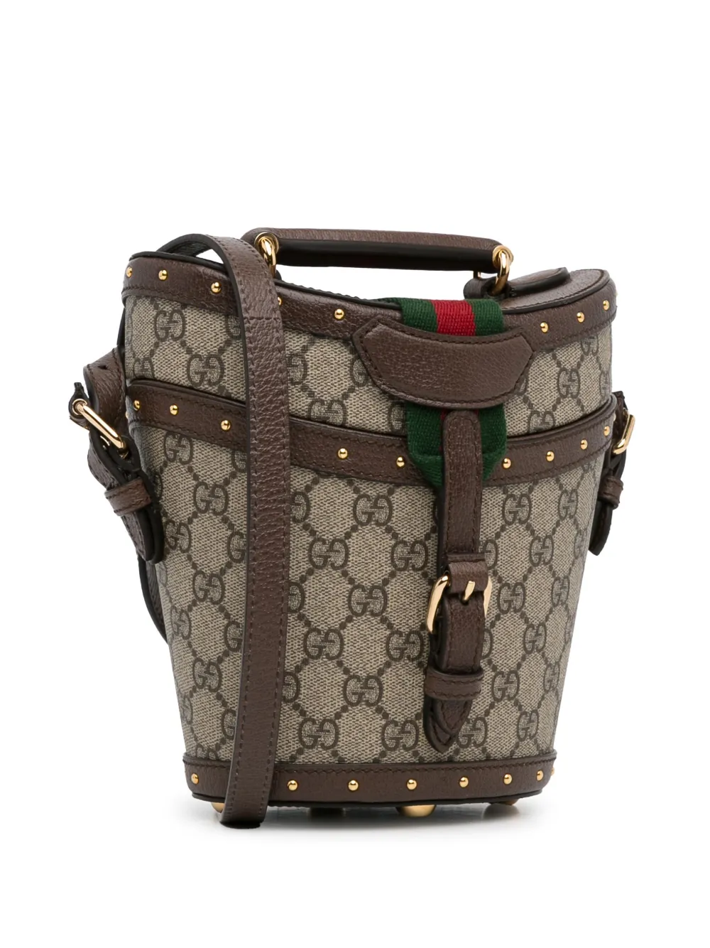 Pre-owned Gucci 2016-2022 Gg Supreme Mini Hat Case Satchel In Brown