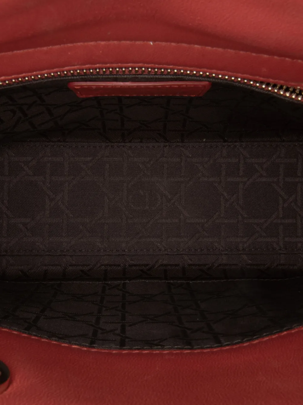 Pre-owned Dior 2017 Small Lambskin Cannage My Abc Lady  Satchel In Red
