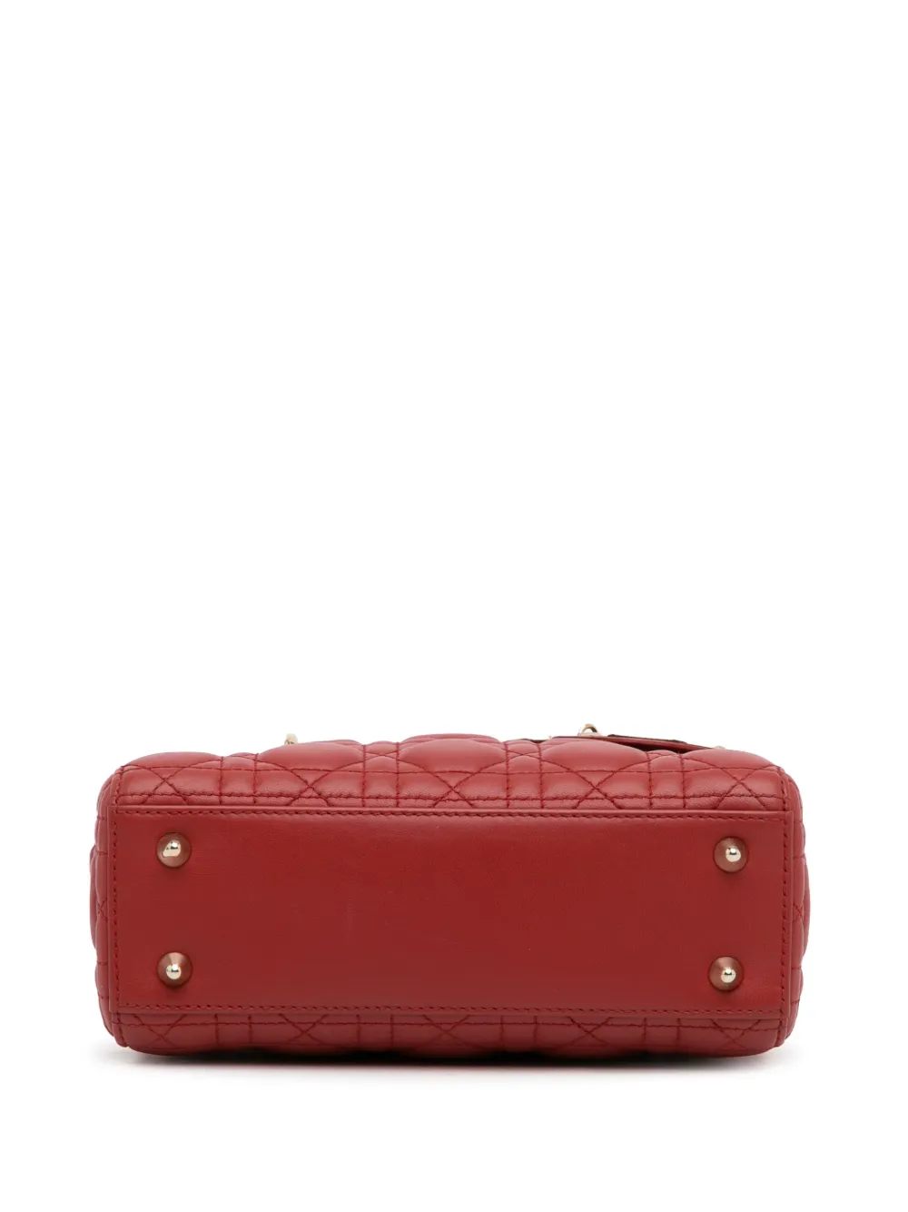 Pre-owned Dior 2017 Small Lambskin Cannage My Abc Lady  Satchel In Red