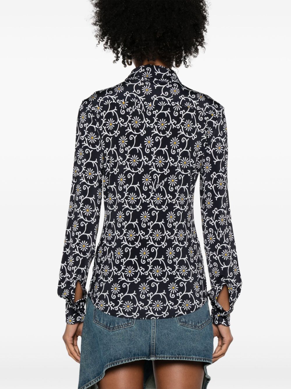 Shop Kenzo Marguerite Button-up Shirt In Black