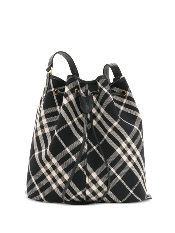 ショルダーバッグ・ポシェット BURBERRY MEDIUM BUCKET BAG WITH LICHEN-COLOUR CHECK PATTERN Burberry Medium bucket bag with Lichen-colour Check pattern