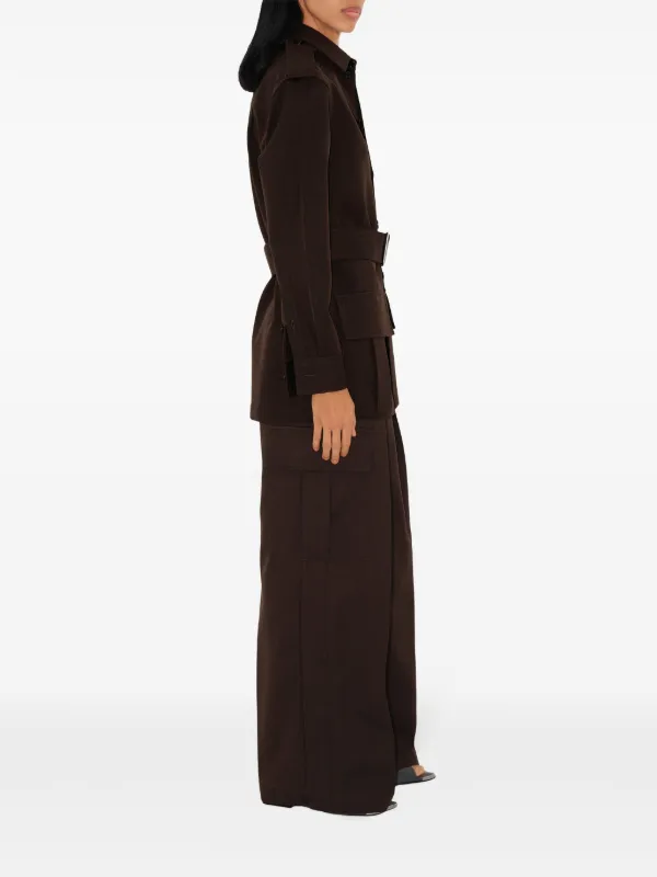 【関税＆送料込み】Burberry Wide-Leg Wool Cargo Trousers Burberry wide-leg Wool Cargo Trousers | Brown | FARFETCH