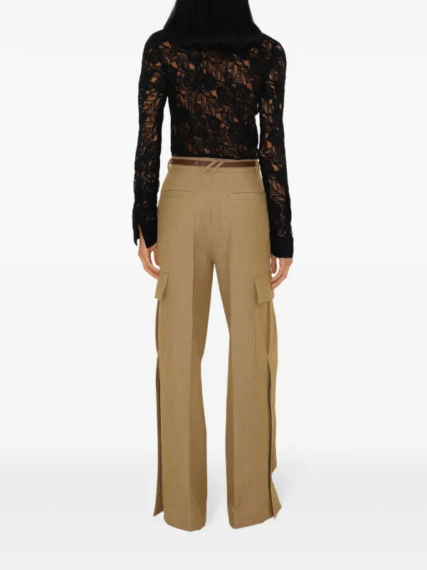 【関税＆送料込み】Burberry Wide-Leg Wool Cargo Trousers Burberry wide-leg Wool Cargo Trousers | Brown | FARFETCH GE
