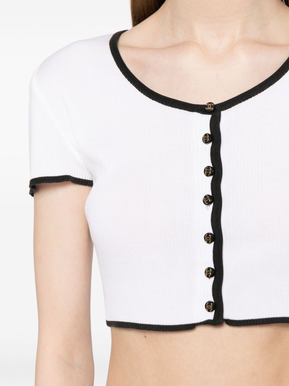 CHANEL 1990s cropped cotton knitted top Women