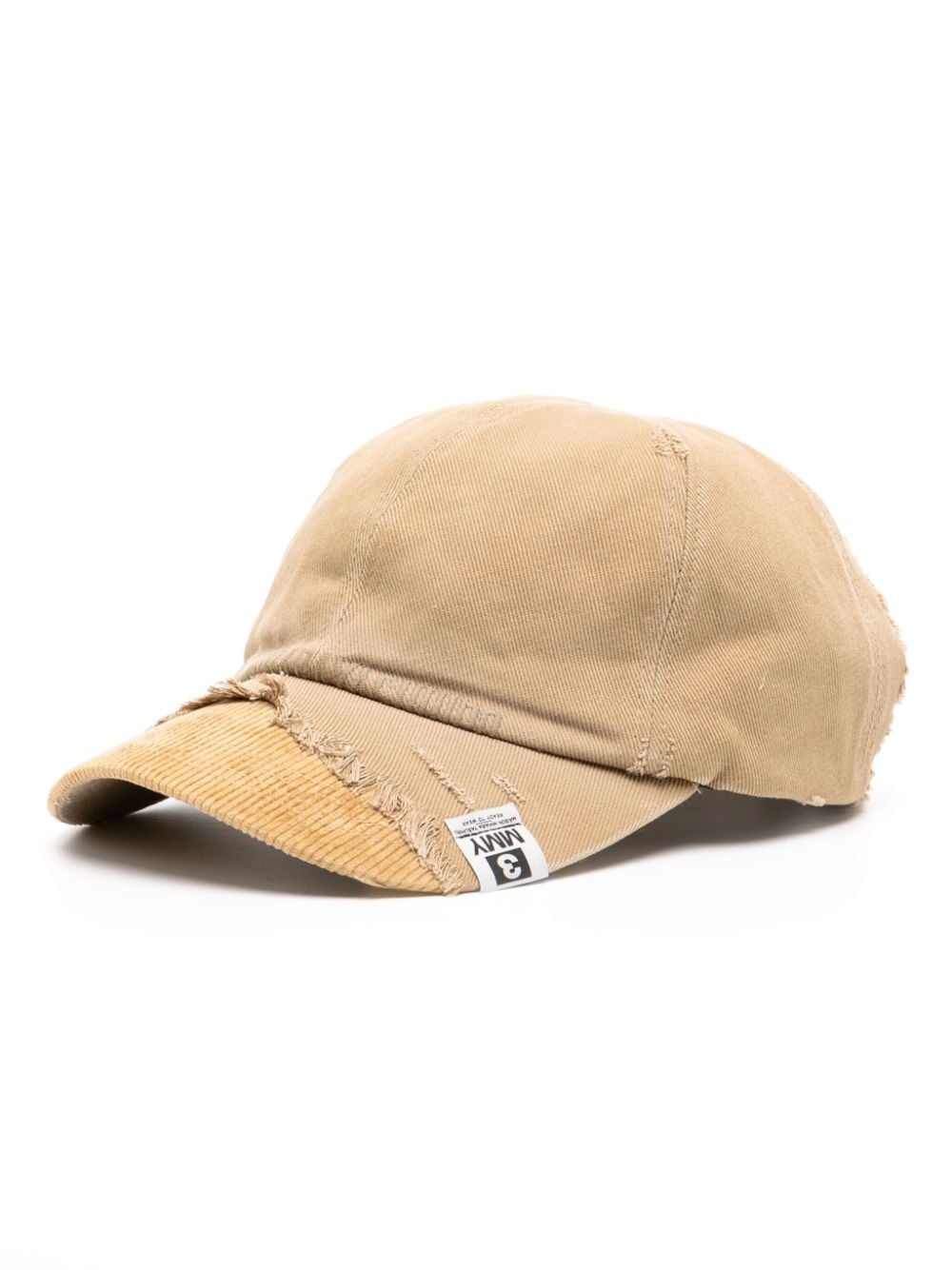 Shop Miharayasuhiro Frayed Detailing Cap In Brown