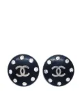 CHANEL Pre-Owned 1996 rhinestone-embellished CC button clip-on earrings - Silver