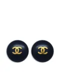 CHANEL Pre-Owned 1995 CC button clip-on earrings - Black