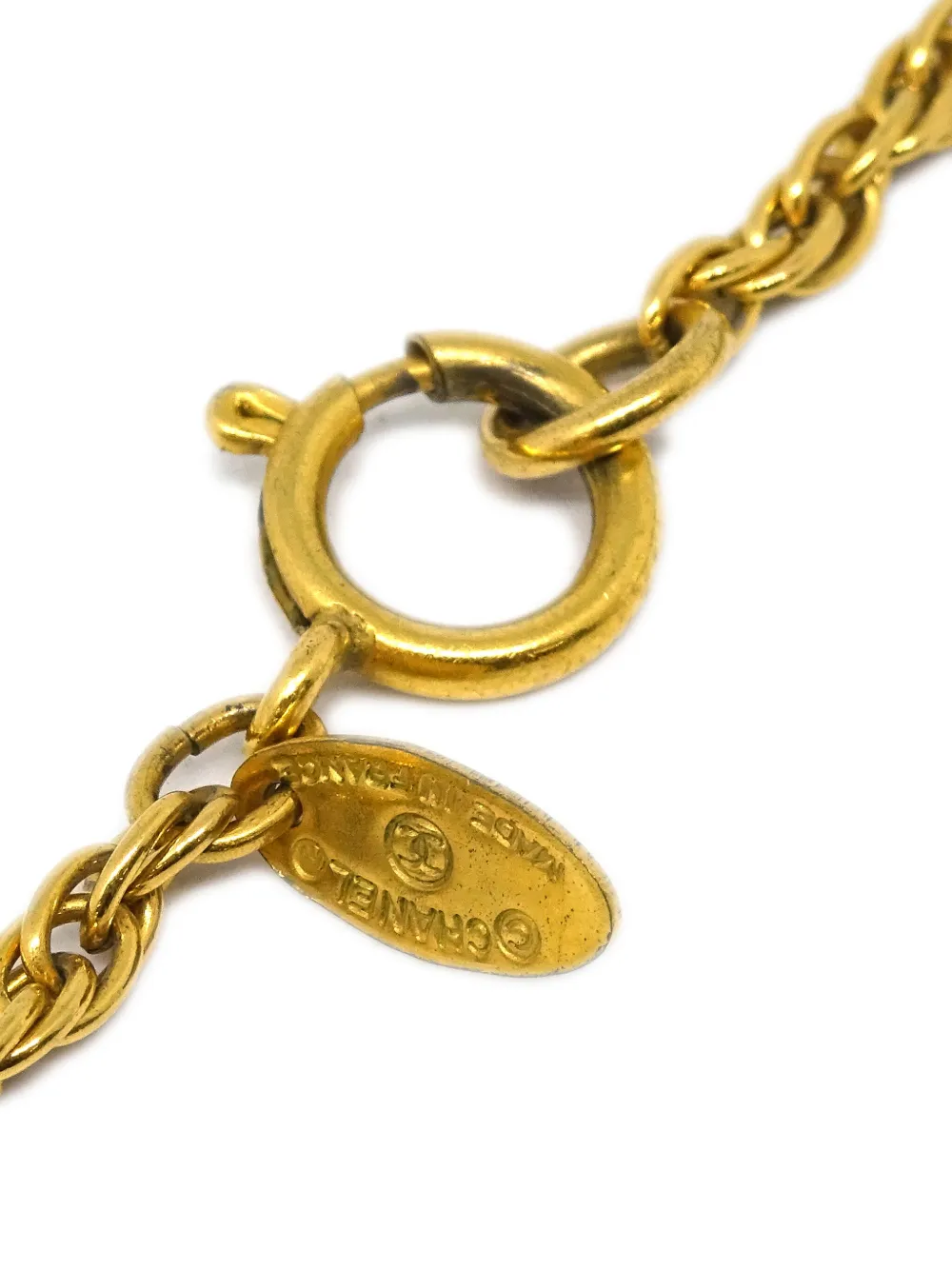 Pre-owned Chanel 1990-2000s Cc Pendant Necklace In Gold