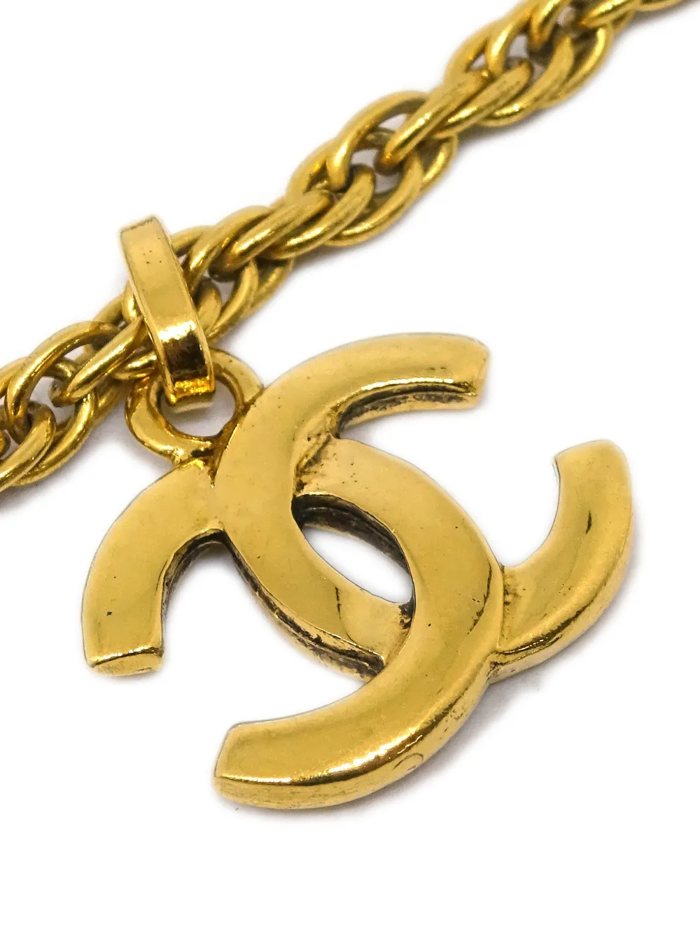 Pre-owned Chanel 1990-2000s Cc Pendant Necklace In Gold