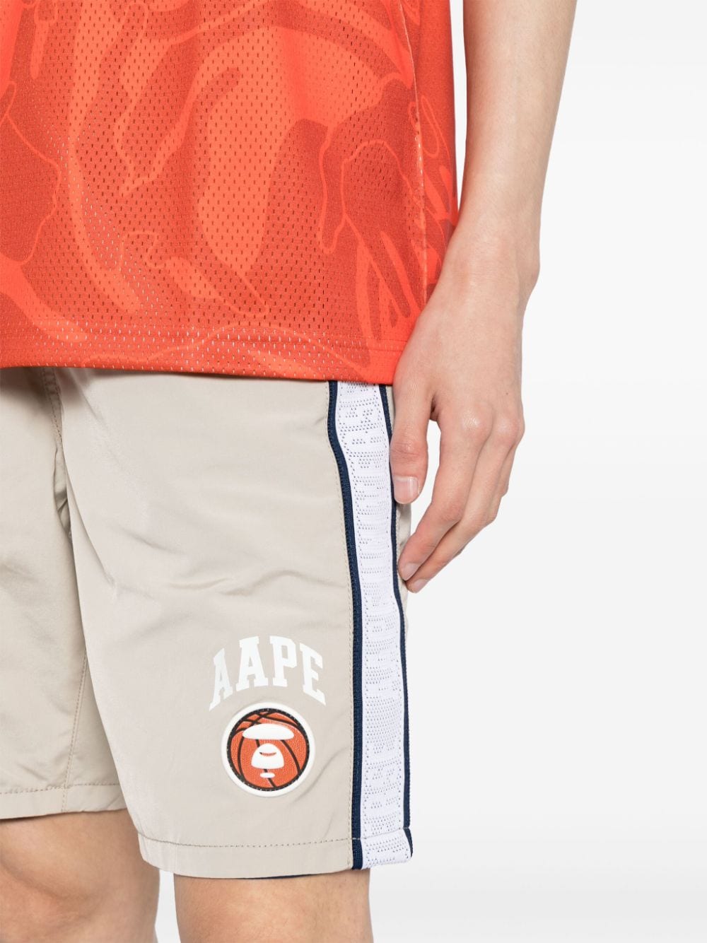 Shop Aape By A Bathing Ape Logo-print Cotton Shorts In Neutrals