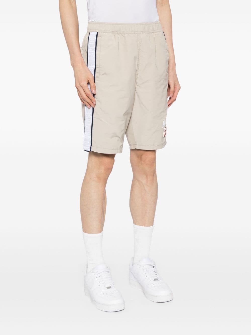 Shop Aape By A Bathing Ape Logo-print Cotton Shorts In Neutrals