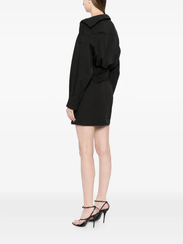 Jacquemus Peasant Sleeves Minidress | Black | FARFETCH JO