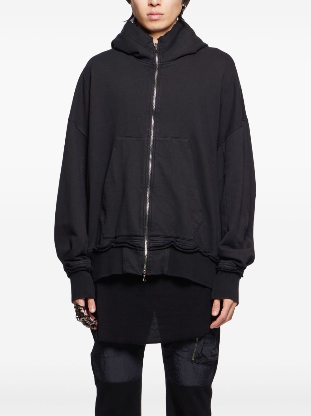 Julius zip-up cotton hoodie - Zwart