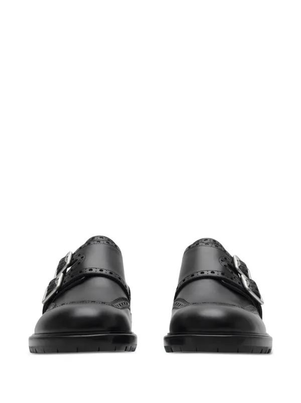Burberry Leather Soho Monk Shoes | Black | FARFETCH