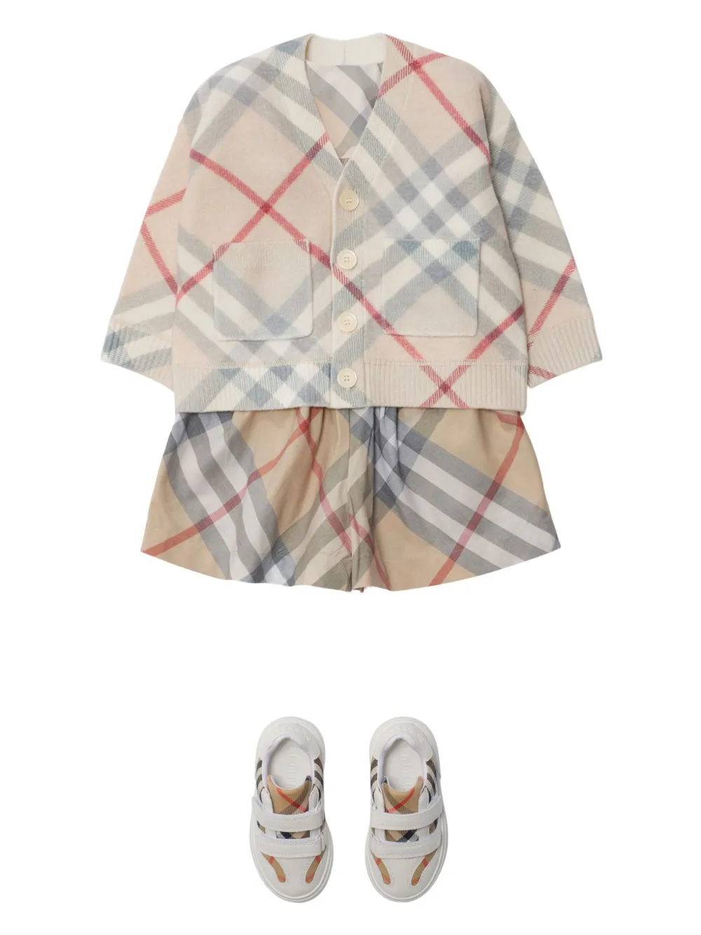 Burberry Kids Geruit wollen vest Beige