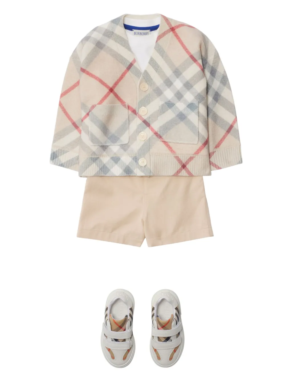 Burberry Kids Geruit wollen vest Beige