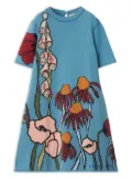 Burberry Kids floral intarsia-knit wool dress - Blue