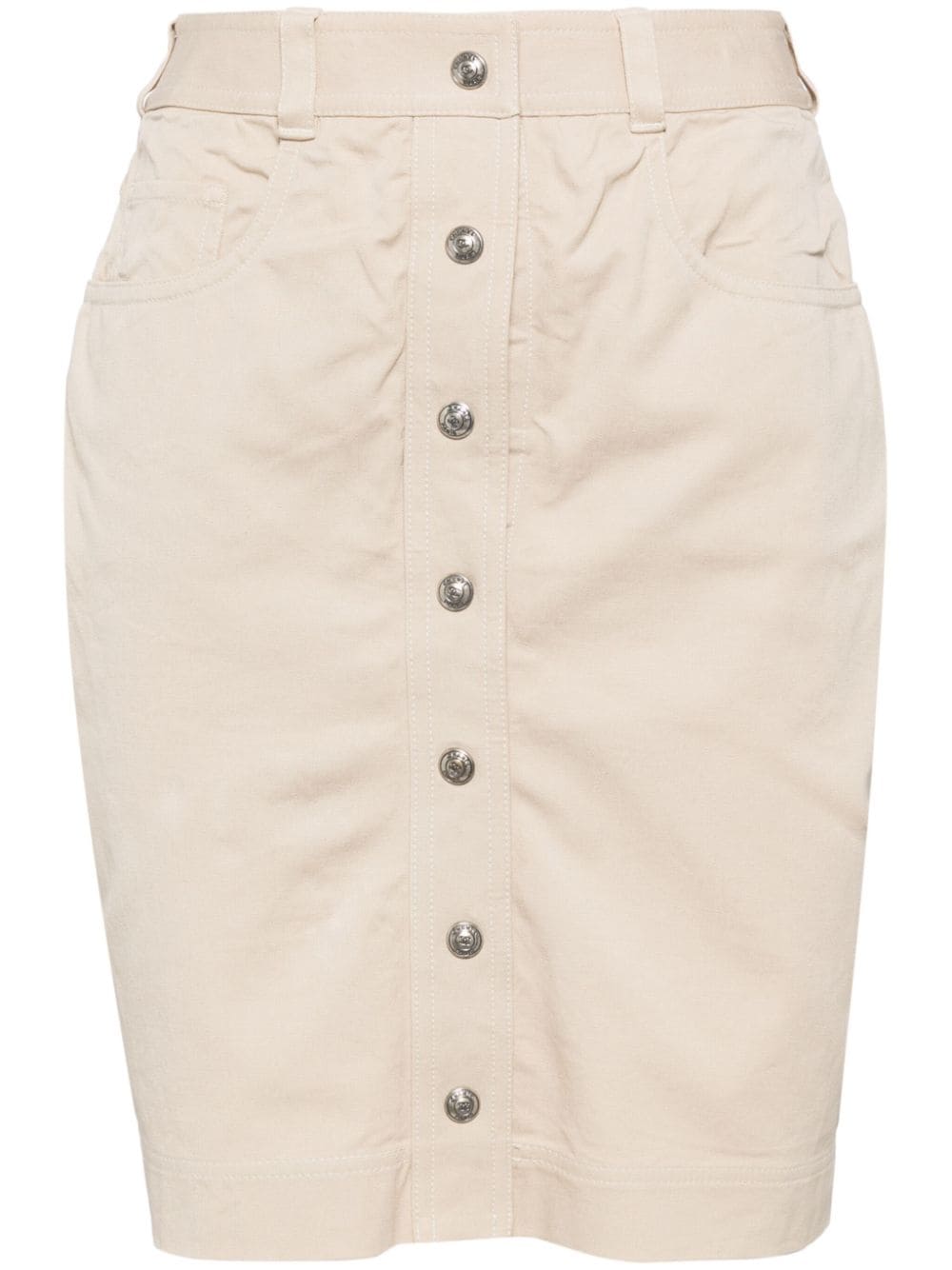 Pre-owned Chanel 1997 High-rise Cotton Skirt In Neutrals