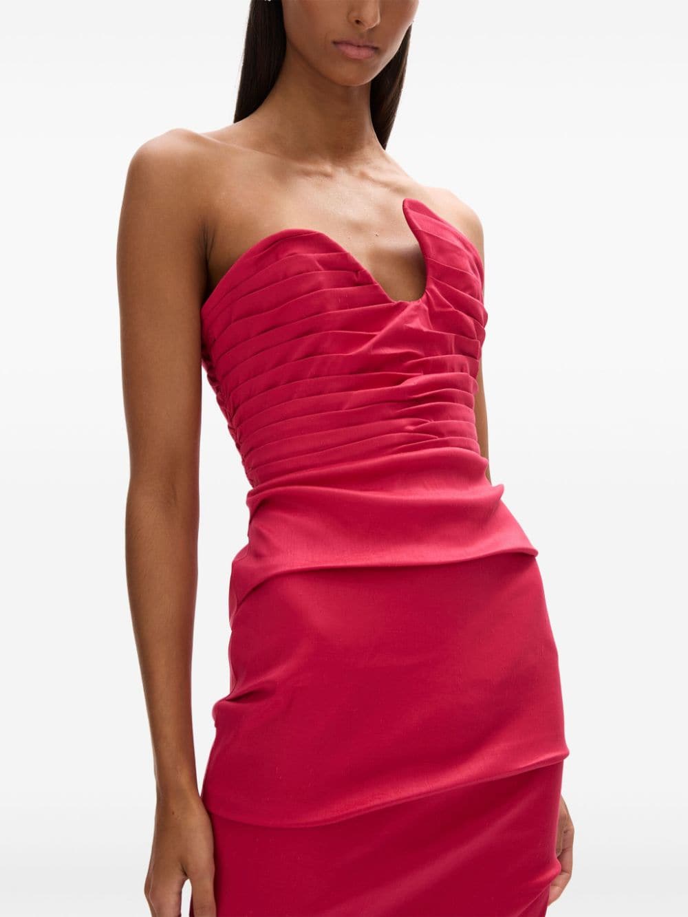 Shop Rachel Gilbert Cheri Asymmetric-neck Dress In Pink