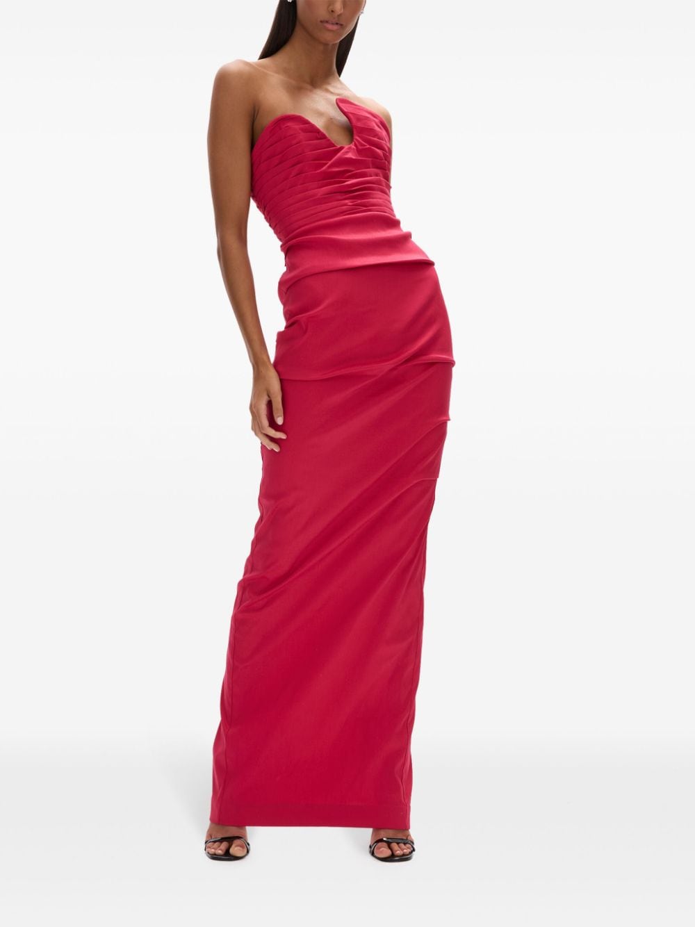 Shop Rachel Gilbert Cheri Asymmetric-neck Dress In Pink