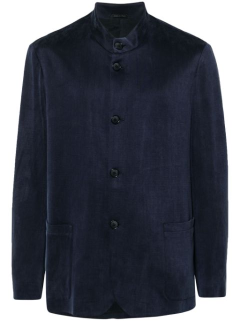 Giorgio Armani single-breasted band-collar blazer Men