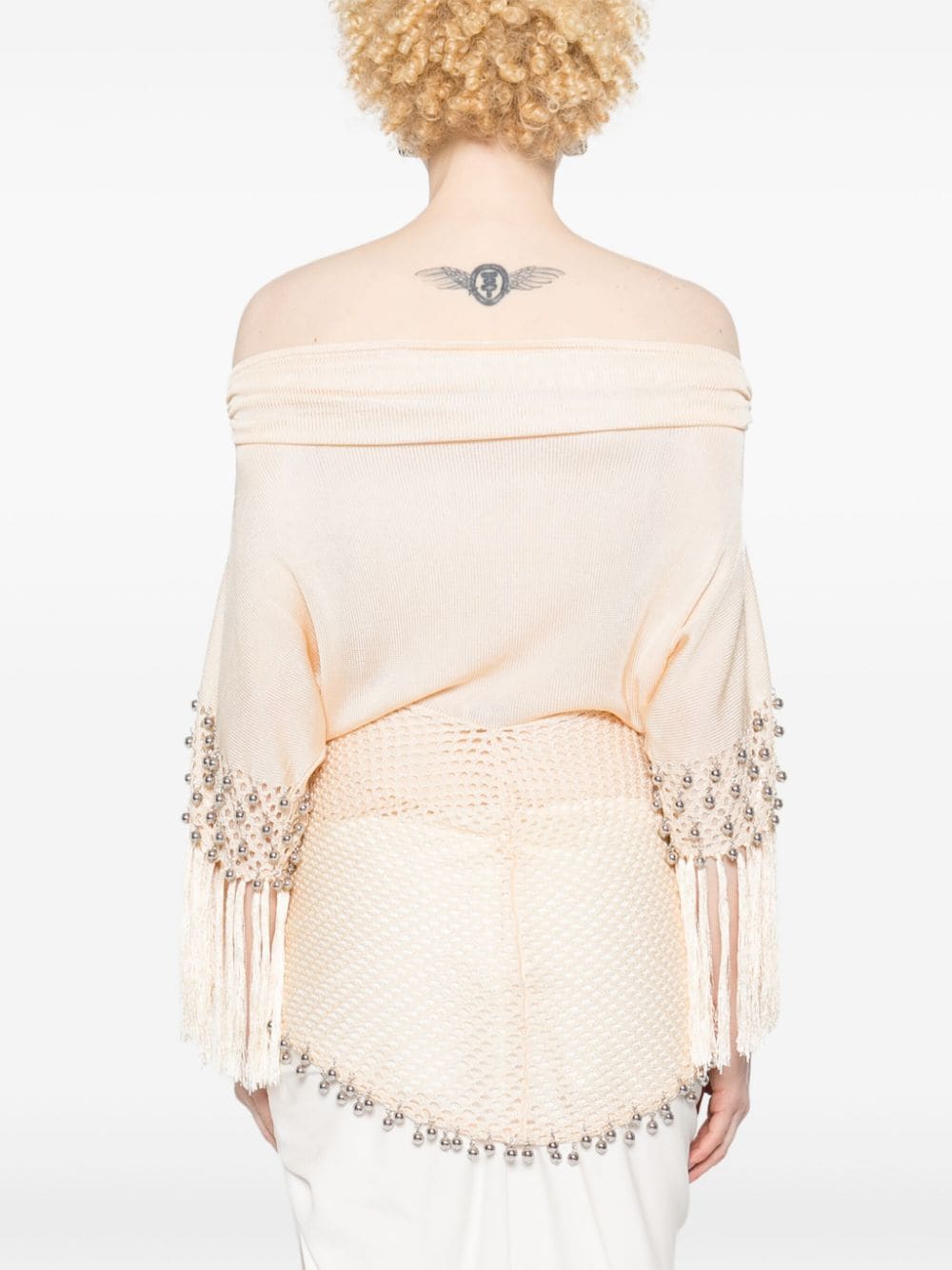 Shop Rabanne Pendant Ruched Top In Neutrals