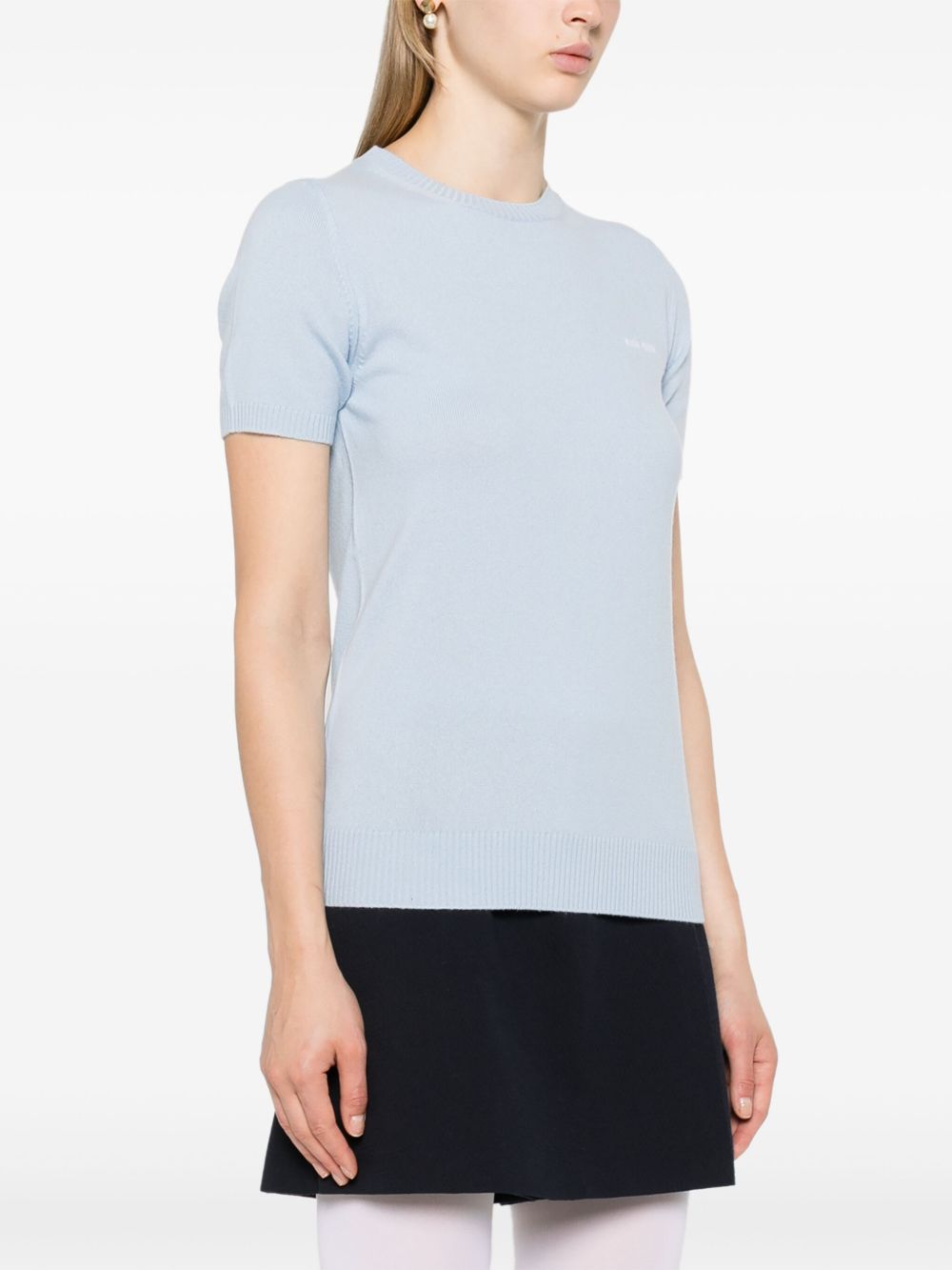 Miu Miu logo-intarsia cashmere top Women