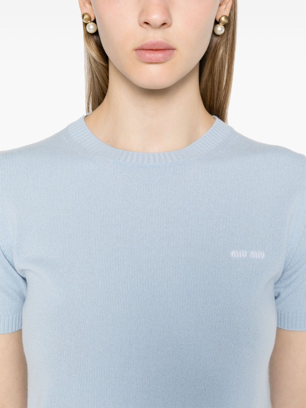 Miu Miu logo-intarsia cashmere top Women