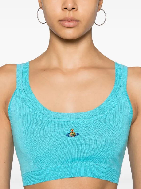 【送料&関税込】Vivienne Westwood Orb Embroidered Knitted Be Vivienne Westwood Orb-embroidered fine-knit Bra | Blue