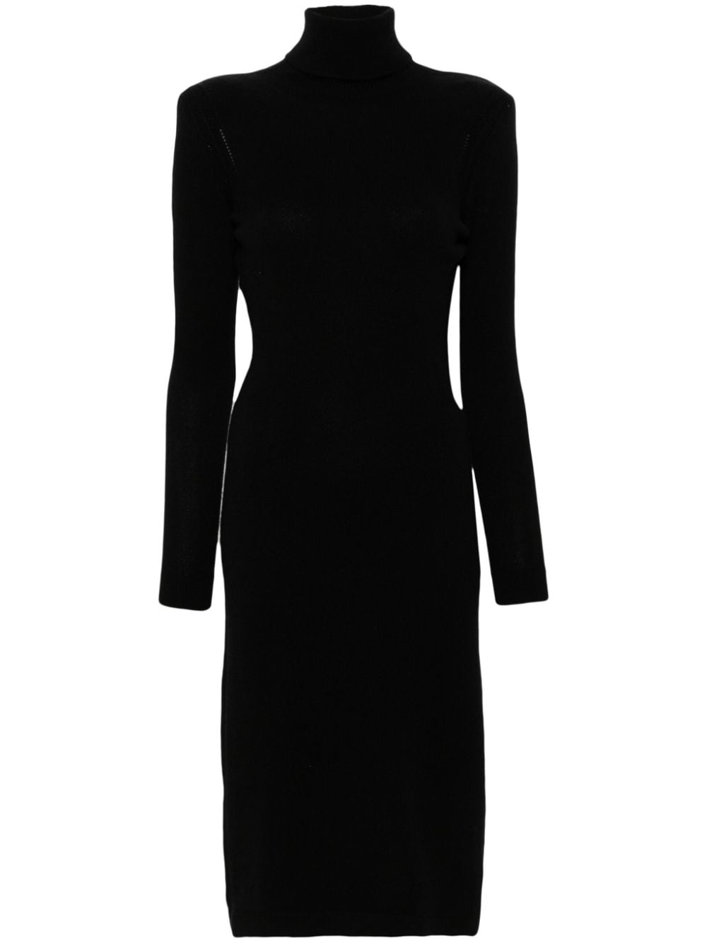 Tom Ford Cut-out Cashmere Midi Dress In Black