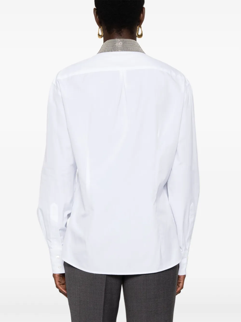 Brunello Cucinelli Women's "shirt With Beaded Collar In White