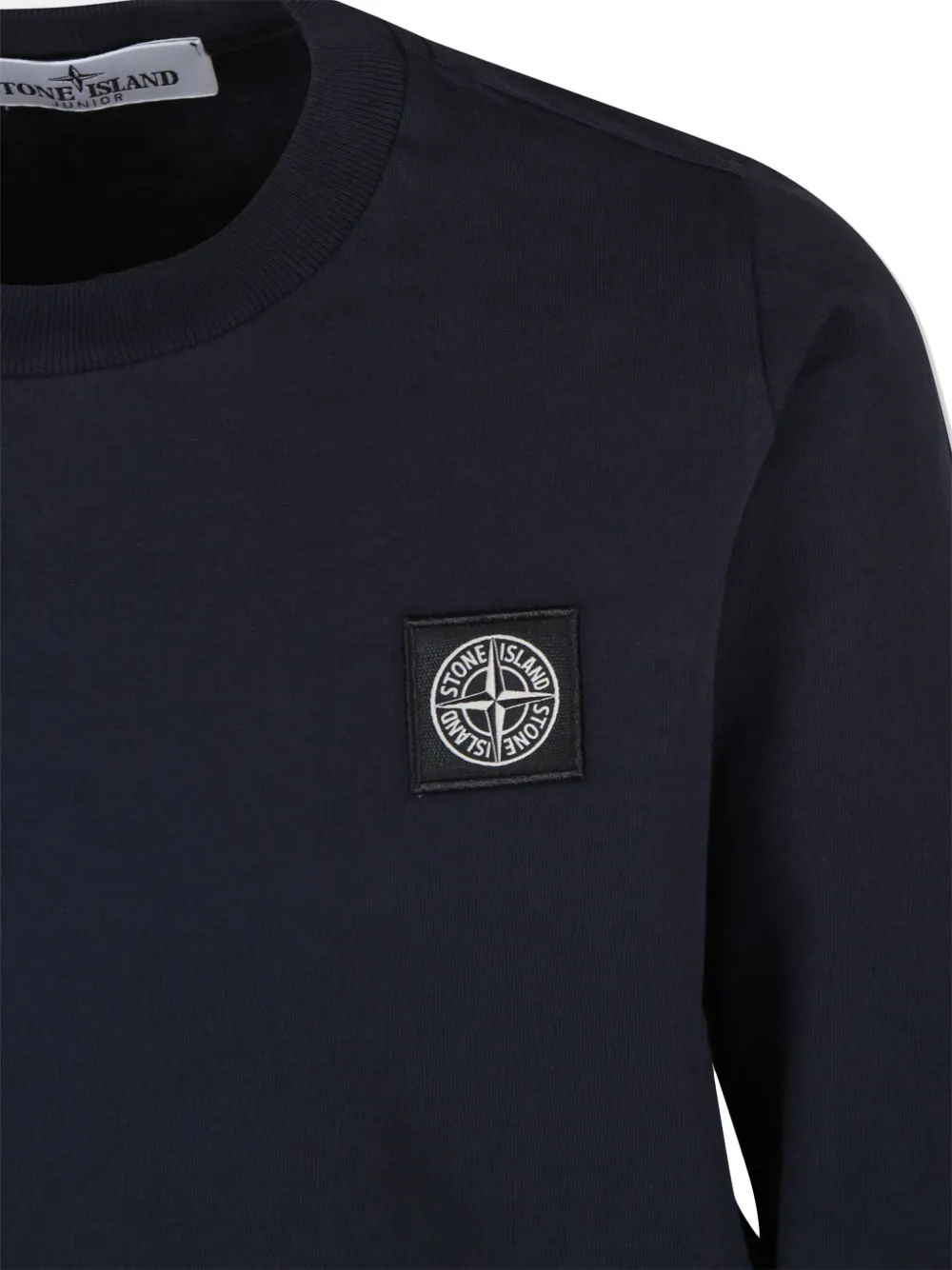 Stone Island Junior Katoenen T-shirt met lange mouwen Blauw