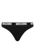 Moschino logo-waistband two-tone thong - Black