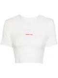 SHUSHU/TONG stereo rose embellished cropped t-shirt - White