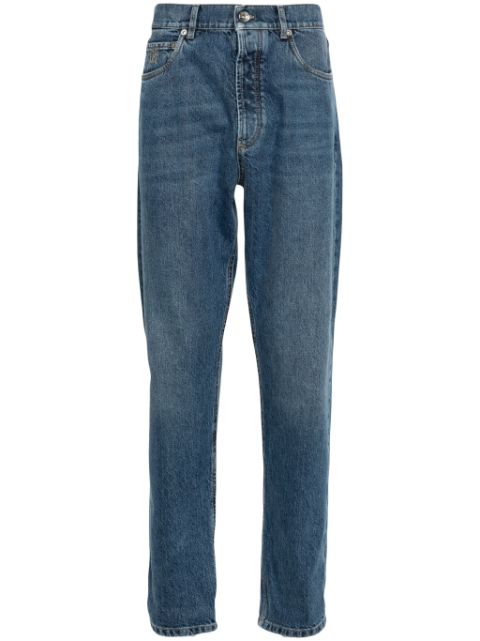 Brunello Cucinelli logo-embroidered jeans Men