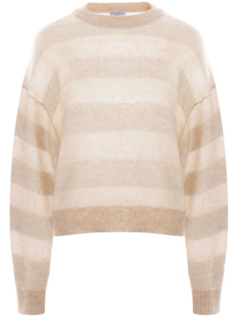 Brunello Cucinelli striped sequin-embellished jumper Women