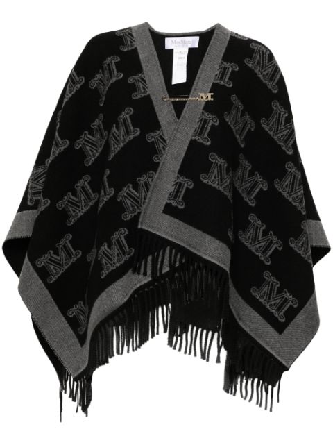 Max Mara monogram-pattern wool poncho Women