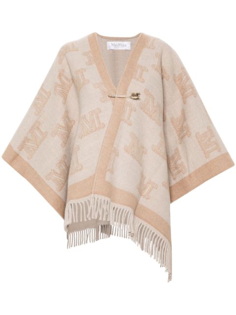 Max Mara monogram-pattern wool poncho Women