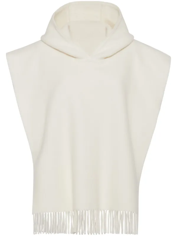 Brunello Cucinelli Fringed Cape in White