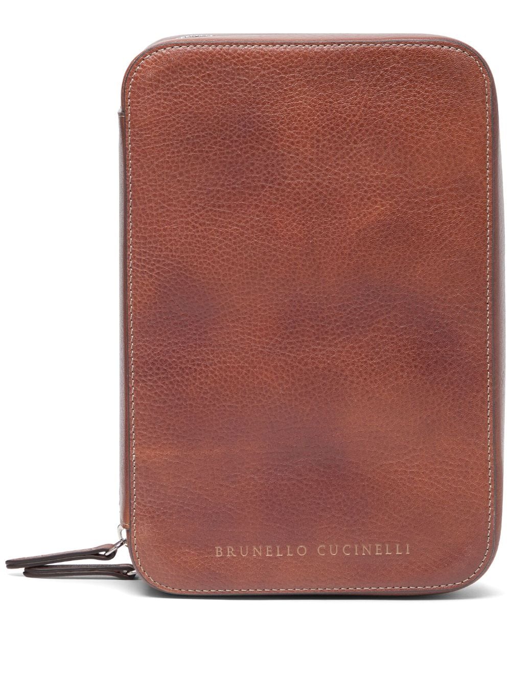 Brunello Cucinelli logo-print glasses case - Marrone