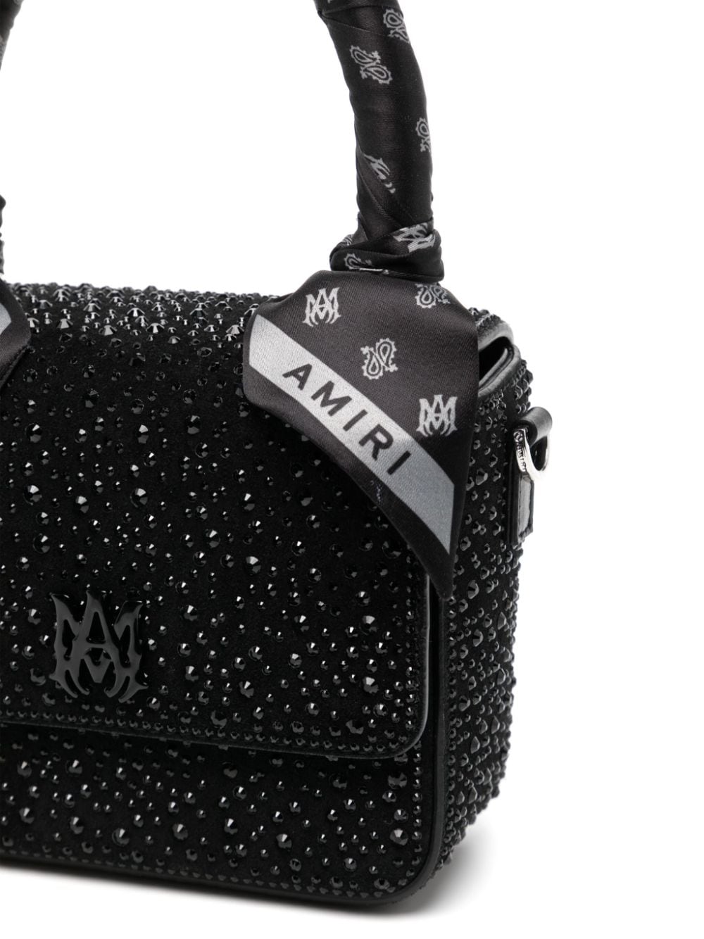 Shop Amiri Crystal Micro Ma Crossbody Bag In Black