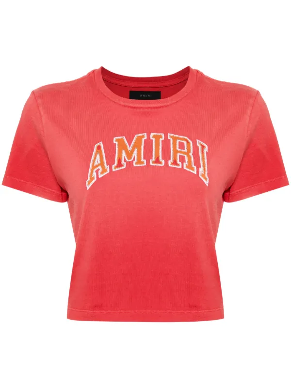 Tシャツ・カットソー AMIRI FW25 Amiri T-shirts and Polos (AMJYTE1204 IVORY RED) AMIRI logo-print Cotton T-shirt | Neutrals | FARFETCH
