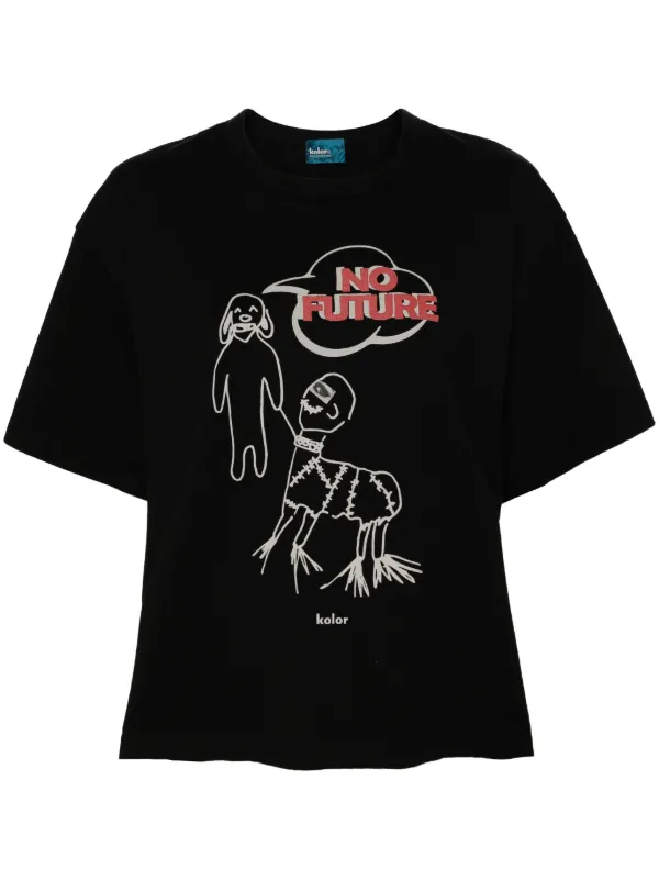 【関税込み】Kolor ブラック グラフィックTシャツ Kolor グラフィック Tシャツ | ブラック | FARFETCH JP