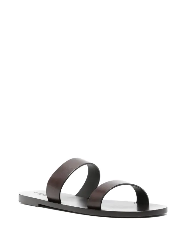 サンダル SAINT LAURENT Men Sandals Leather 671904AAAM4 7052 Saint Laurent slip-on Leather Sandals | Brown | FARFETCH