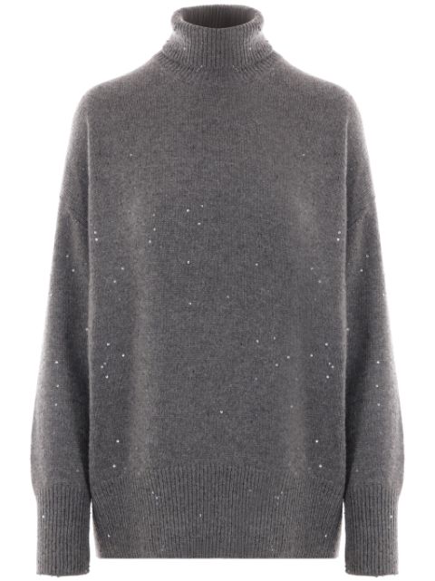 Brunello Cucinelli sequin-embellished roll-neck jumper Women