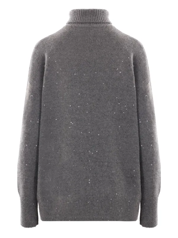 Brunello Cucinelli sequin-embellished roll-neck Jumper Grey FARFETCH IN