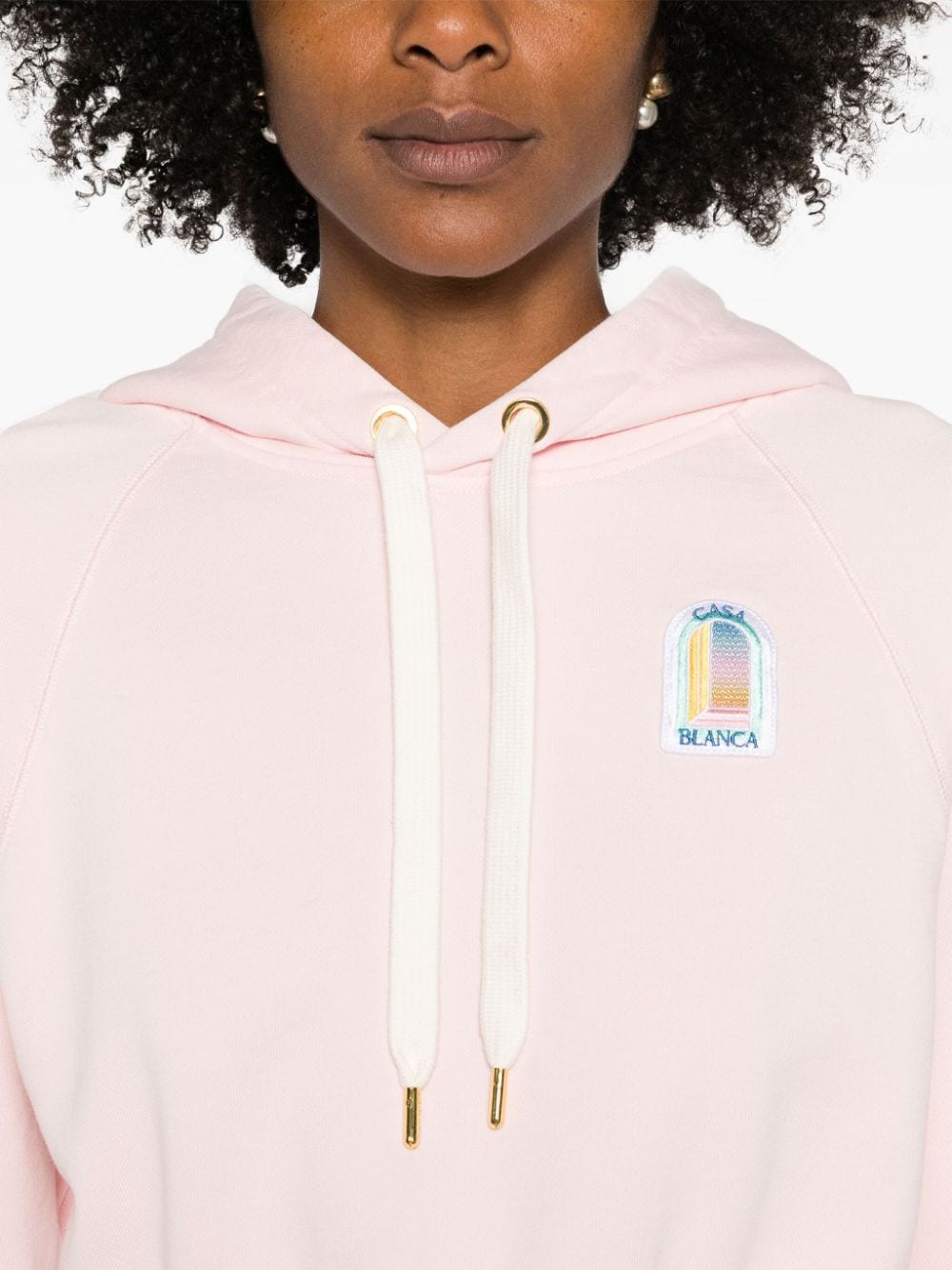 Shop Casablanca Logo-patch Cropped Hoodie In Pink