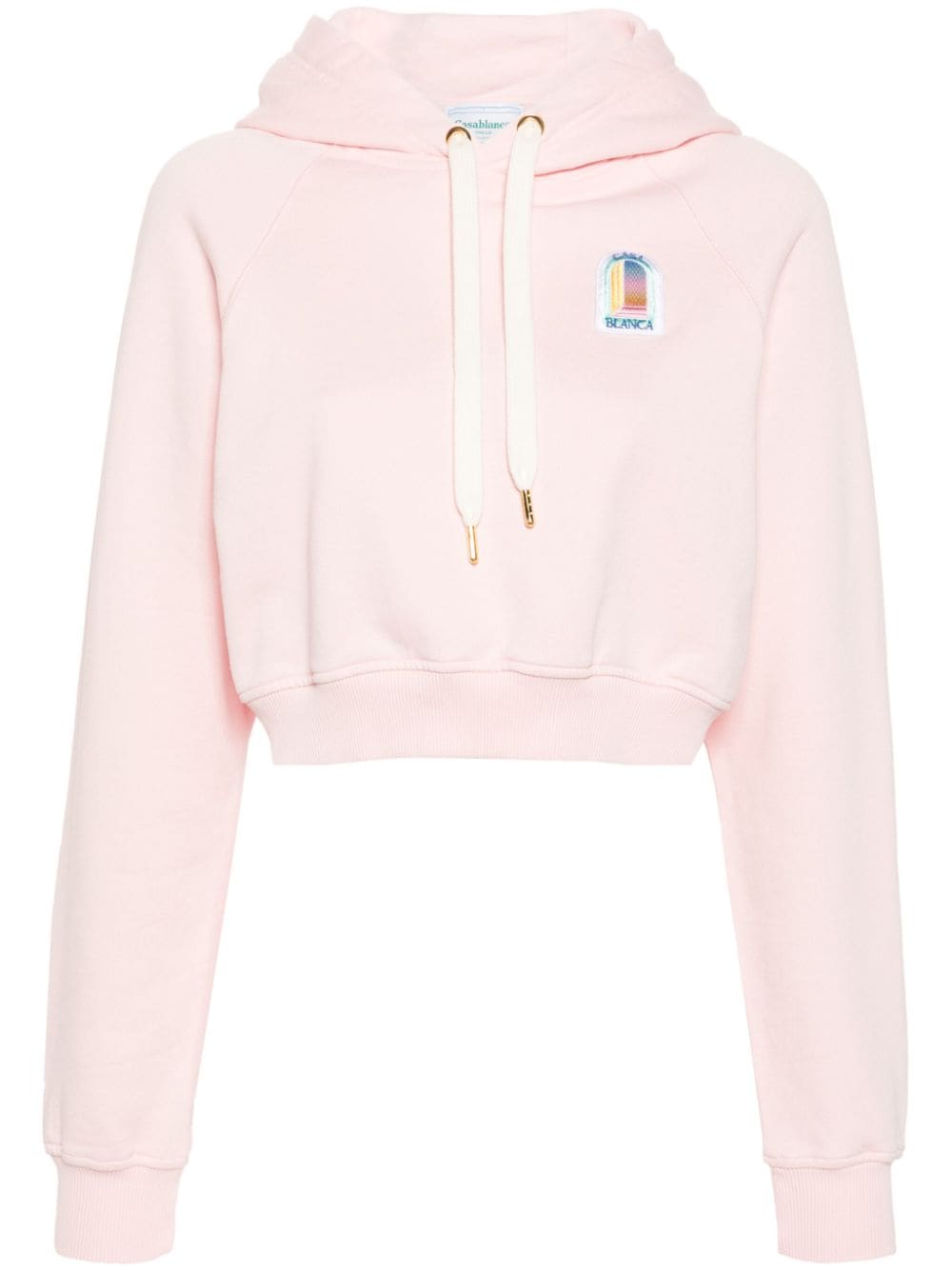 Shop Casablanca Logo-patch Cropped Hoodie In Pink