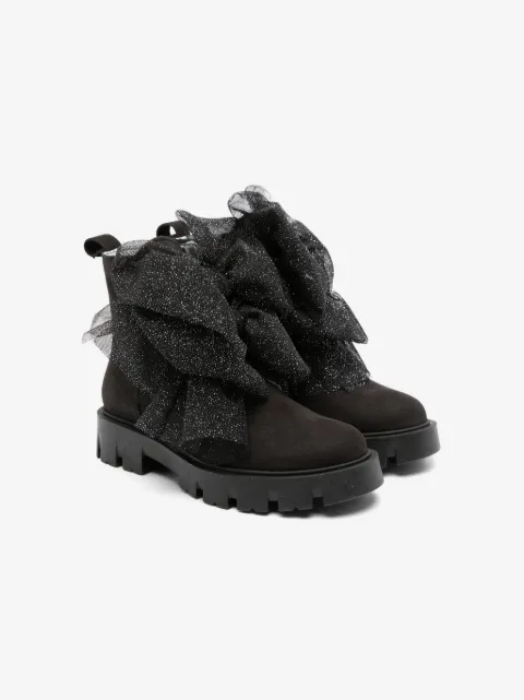 Monnalisa botas de gamuza con moño oversize
