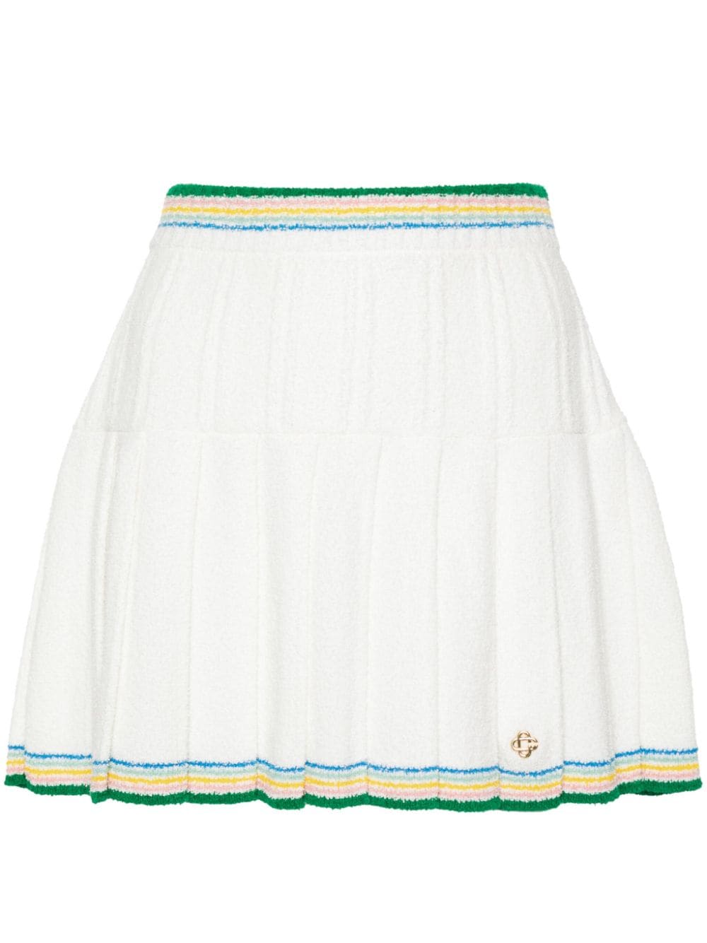 Shop Casablanca Bouclé Pleated Mini Skirt In White